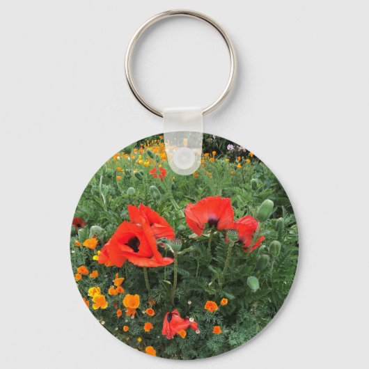 Schöne rote Mohnblume Schlüsselanhänger (Vorderseite)