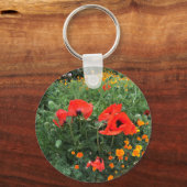 Schöne rote Mohnblume Schlüsselanhänger (Rückseite)