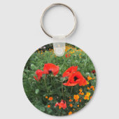Schöne rote Mohnblume Schlüsselanhänger (Rückseite)