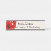 Schöne Rote Mohnblume Schreibtischnamensplakette (Vorderseite )