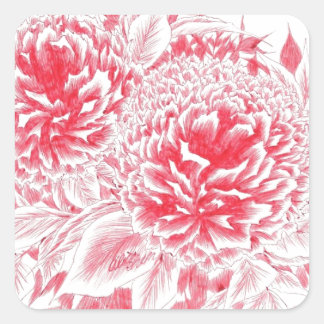 Schöne Rote Peonies Quadratischer Aufkleber