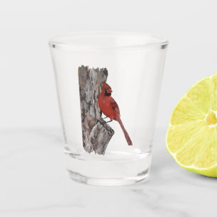 Schöne Rote realistische Malerei eines Kardinals Schnapsglas