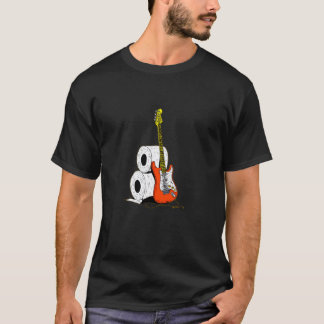 Schöne rote Rockgitarre mit Toilettenpapier T-Shirt