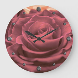 Schöne rote rosa Rosen Blumen Foto romantisch re Große Wanduhr