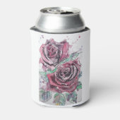 Schöne Rote Rose Aquarellmalerei Dosenkühler (Kanne Rückseite)
