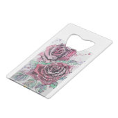 Schöne Rote Rose Aquarellmalerei Geldbeutel Flaschenöffner (Rückseite Schrägansicht)