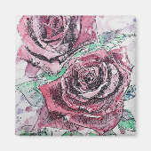 Schöne Rote Rose Aquarellmalerei Magnet (Vorne)