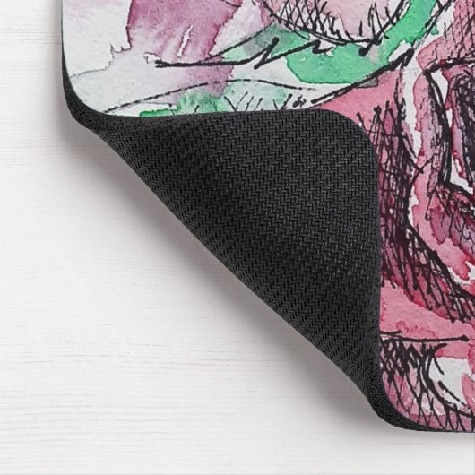 Schöne Rote Rose Aquarellmalerei Mousepad (Ecke)