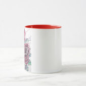 Schöne Rote Rose Aquarellmalerei Tasse (Zentrum)