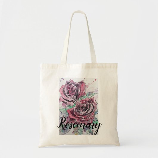 Schöne Rote Rose Aquarellmalerei Tote Beutel Tragetasche (Vorne)