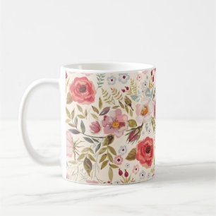 Schöne Rote Rose Blume Sketch Kaffeetasse