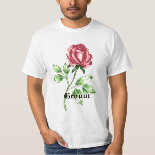 Schöne Rote Rose Bräutigam Brauch Hochzeit T - Shi T-Shirt