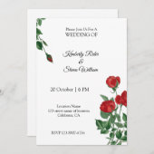 Schöne Rote Rose Einladung (Vorne/Hinten)