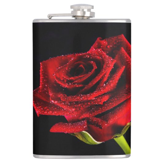 Schöne rote Rose Flachmann (Vorderseite)