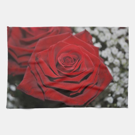 Schöne Rote Rose Geschirrtuch (Horizontal)