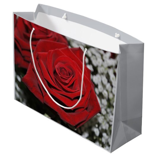 Schöne Rote Rose Große Geschenktüte (Rückseite Schrägansicht)