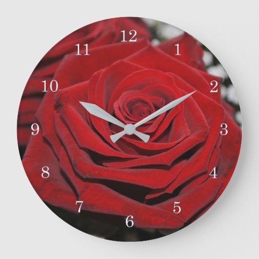 Schöne Rote Rose Große Wanduhr (Vorderseite)