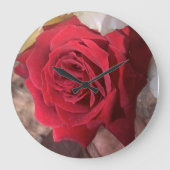 Schöne Rote Rose Große Wanduhr (Vorderseite)