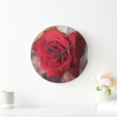 Schöne Rote Rose Große Wanduhr (Zuhause)