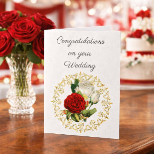 Schöne Rote Rose / Hochzeit Glückwunsch Karte