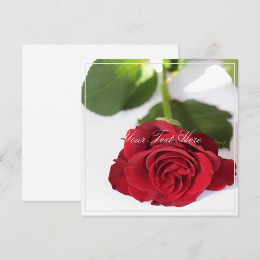 Schöne Rote Rose Ihrer Textflachkarte (Vorne/Hinten)