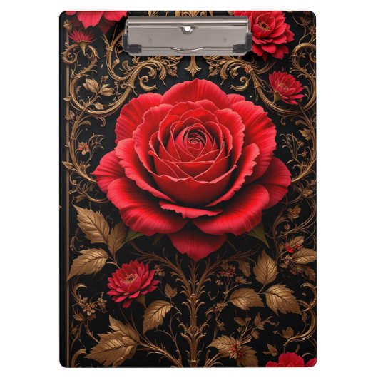 Schöne rote Rose Klemmbrett (Vorderseite)
