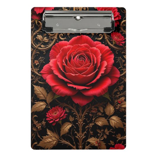 Schöne rote Rose Mini Klemmbrett (Vorderseite)