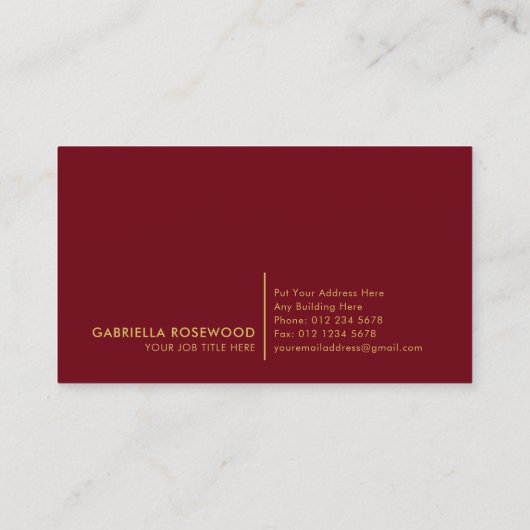 Schöne Rote Rose mit Goldrahmen Visitenkarte (Rückseite)