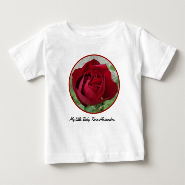 Schöne Rote Rose mit Monogramm für Ihr Baby Baby T-shirt (Vorderseite)