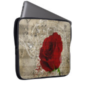 Schöne rote Rose Musiknoten wirbeln verblasstes Kl Laptopschutzhülle (Vorne Rechts)