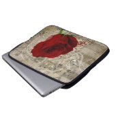 Schöne rote Rose Musiknoten wirbeln verblasstes Kl Laptopschutzhülle (Vorne Knopf)