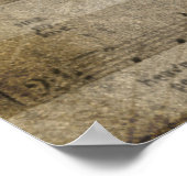 Schöne rote Rose Musiknoten wirbeln verblasstes Kl Poster (Ecke)