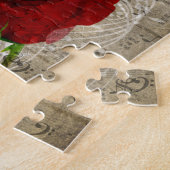 Schöne rote Rose Musiknoten wirbeln verblasstes Kl Puzzle (Seite)