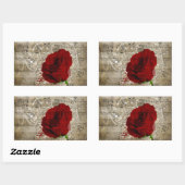 Schöne rote Rose Musiknoten wirbeln verblasstes Kl Rechteckiger Aufkleber (Blatt)