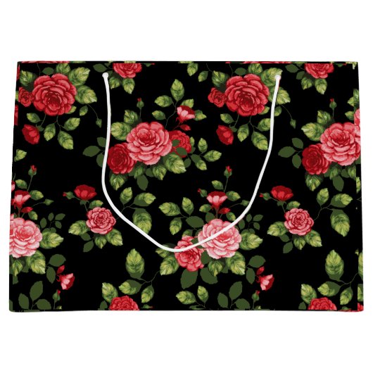 Schöne Rote Rose Muster Geschenktasche Große Geschenktüte (Vorderseite)