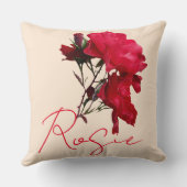 Schöne rote Rose Name Rosie individuell anpassbar Kissen (Rückseite)