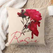 Schöne rote Rose Name Rosie individuell anpassbar Kissen (Decke)