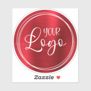 Schöne rote Rose Ombre-Folie weißes Logo Aufkleber
