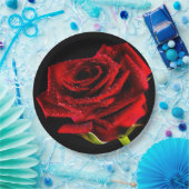 Schöne rote Rose Pappteller (Party)