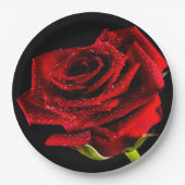 Schöne rote Rose Pappteller (Vorderseite)
