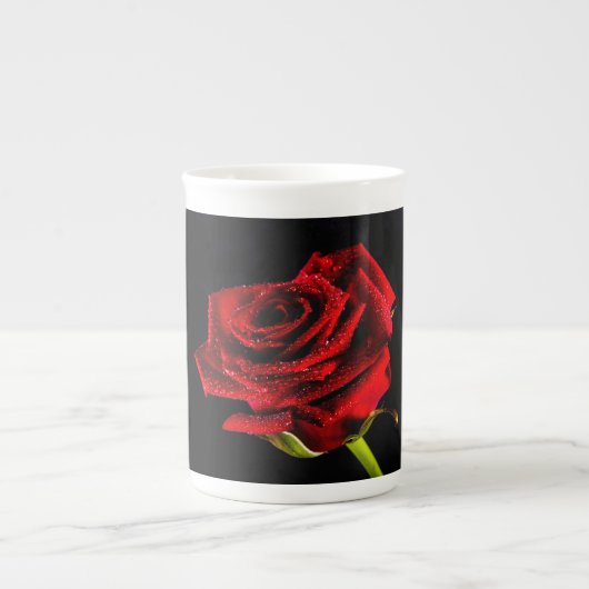 Schöne rote Rose Porzellantasse (Vorderseite)
