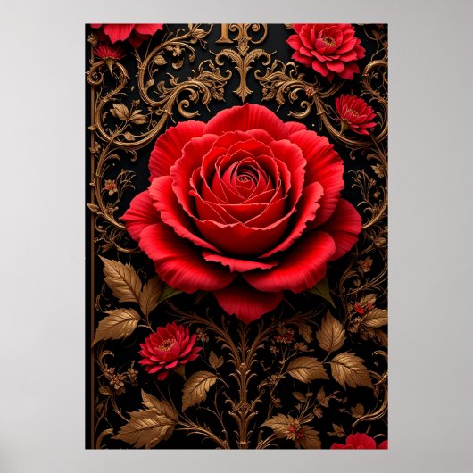 Schöne rote Rose Poster (Vorne)