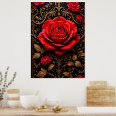 Schöne rote Rose Poster (Küche)