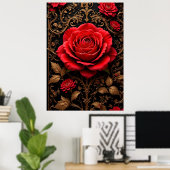 Schöne rote Rose Poster (Heimbüro)