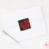 Schöne rote Rose Quadratischer Aufkleber (Umschlag)