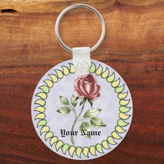 Schöne Rote Rose Schlüsselanhänger (Vorderseite)