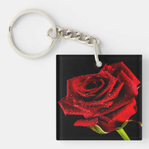 Schöne rote Rose Schlüsselanhänger