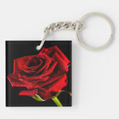 Schöne rote Rose Schlüsselanhänger (Rückseite)