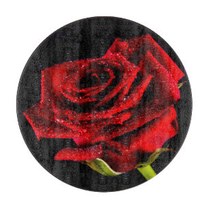 Schöne rote Rose Schneidebrett