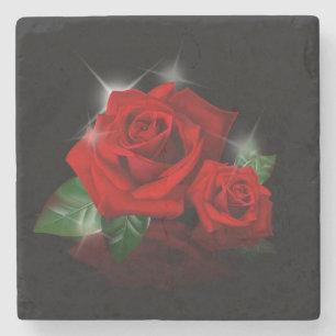Schöne Rote Rose Sketch Stone Untersetzer